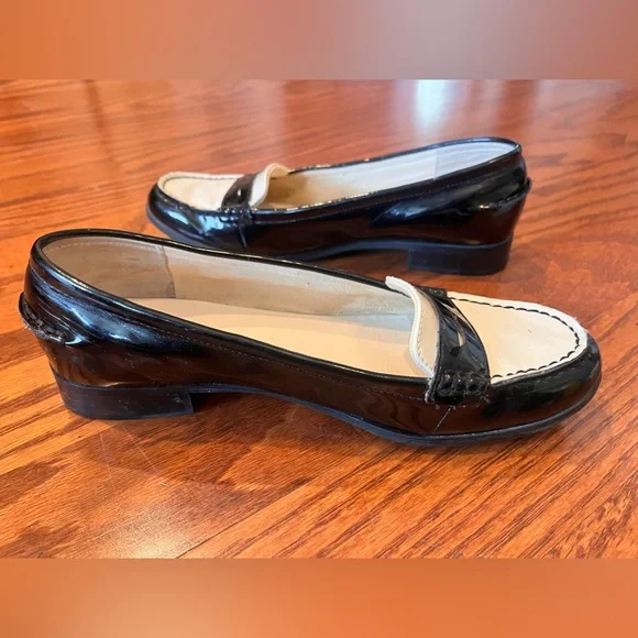 High-End Ralph Lauren Collection B&W Penny Loafers Women Size 8.5 All Leather - Picture 5 of 5